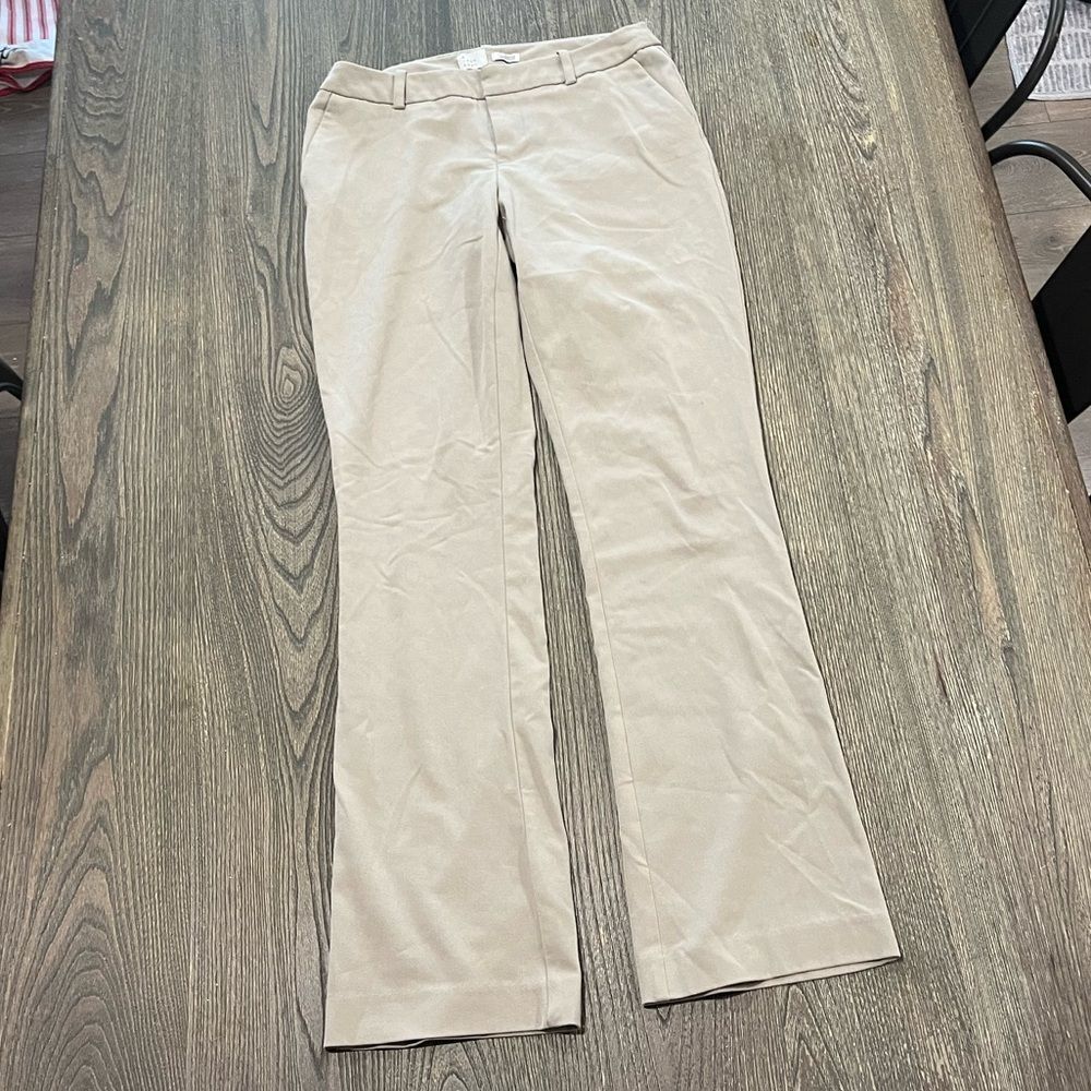 a new day Womens Stretch Flared Dress Pants Mid Rise Flat Front Beige Size 2
